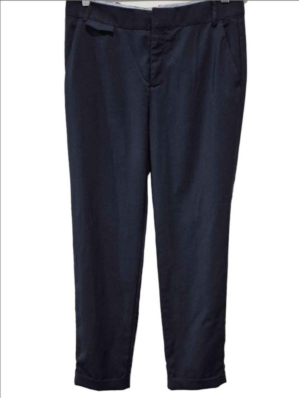 Zara Woman Navy Blue Tapered Ankle Trousers Dress Pants Small